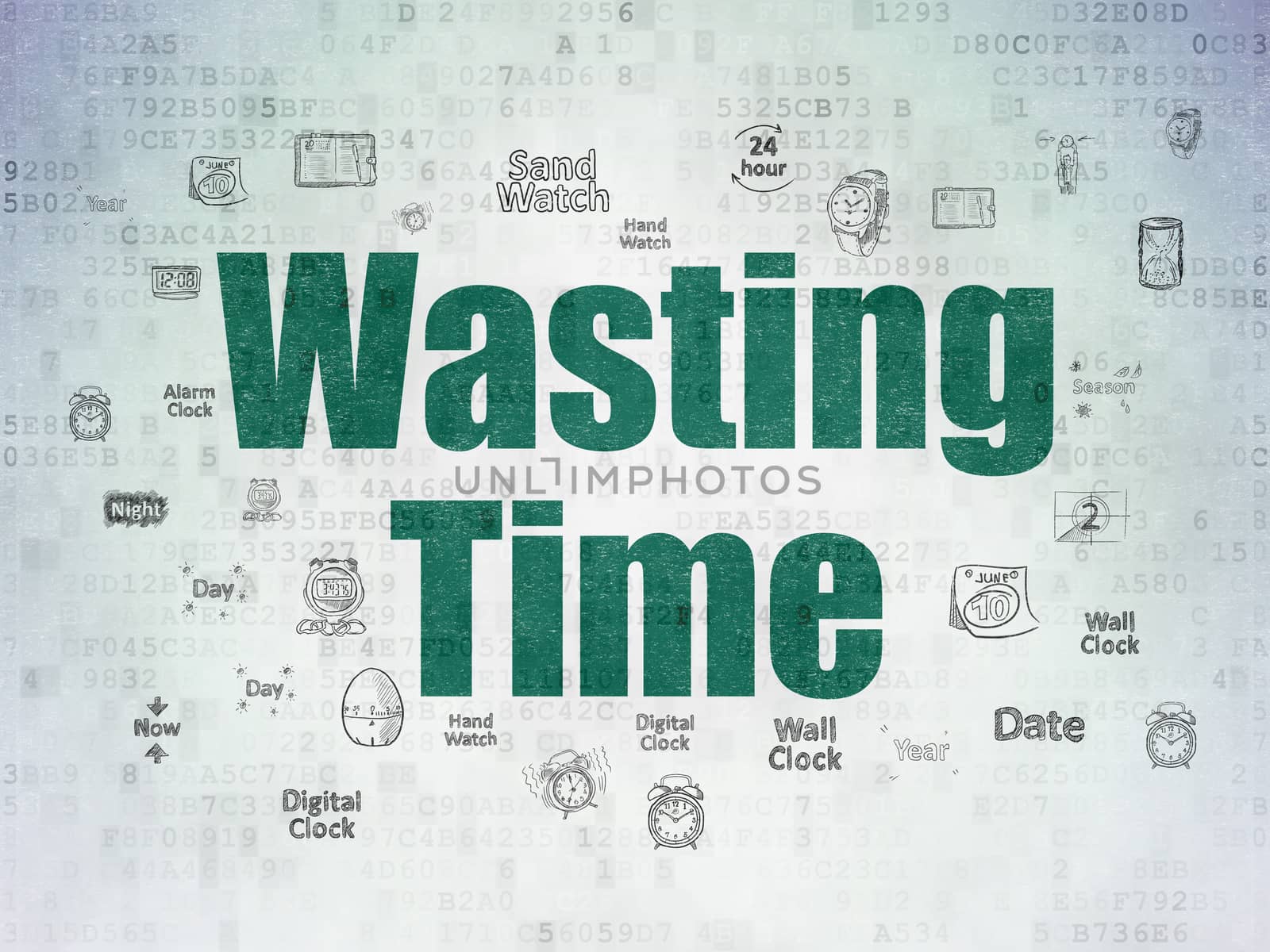Timeline concept: Wasting Time on Digital Paper background by maxkabakov