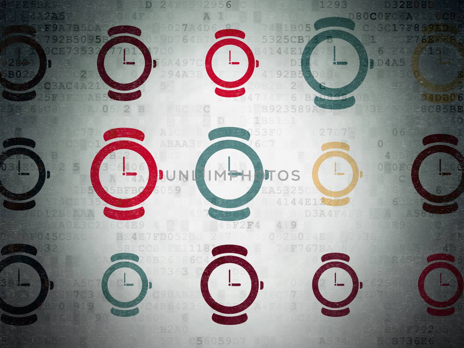 Time concept: Watch icons on Digital Paper background by maxkabakov