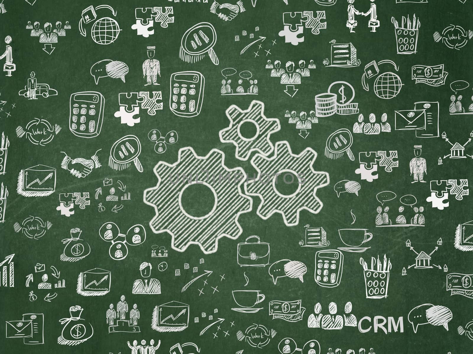 Business concept: Gears on School Board background by maxkabakov