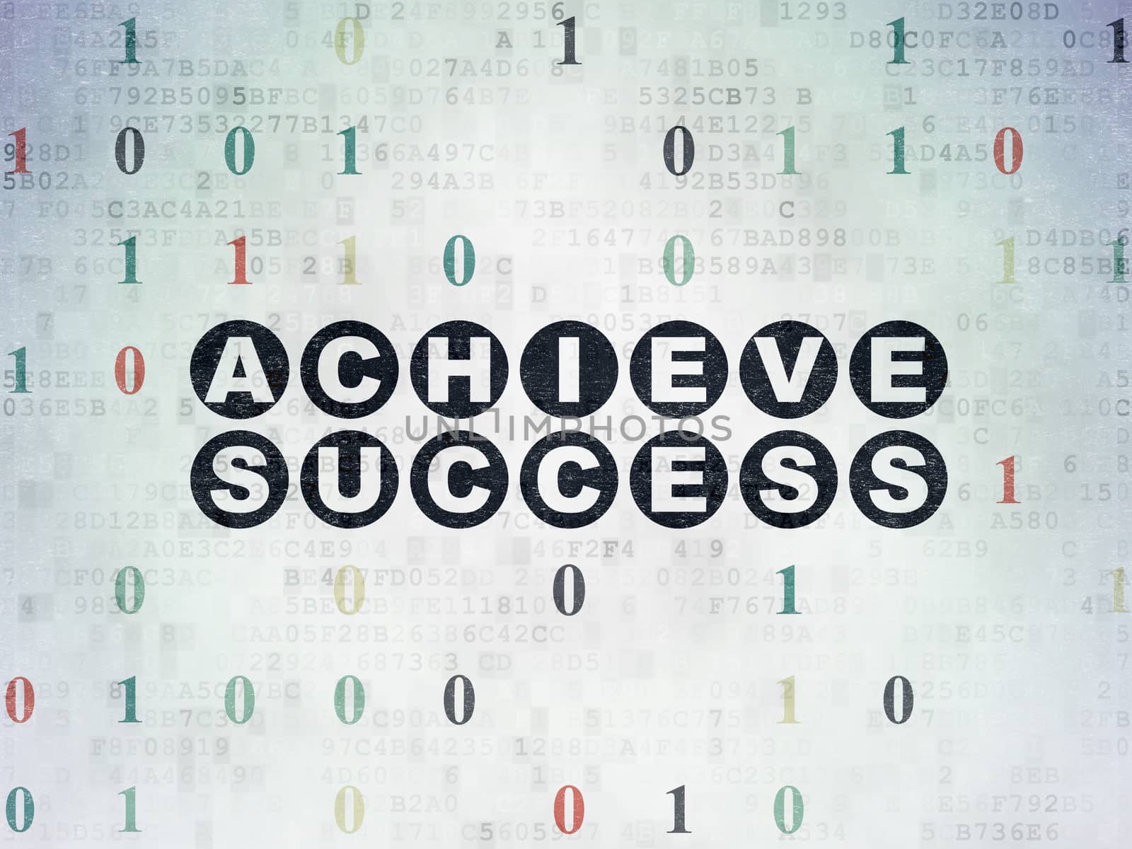 Business concept: Achieve Success on Digital Paper background by maxkabakov