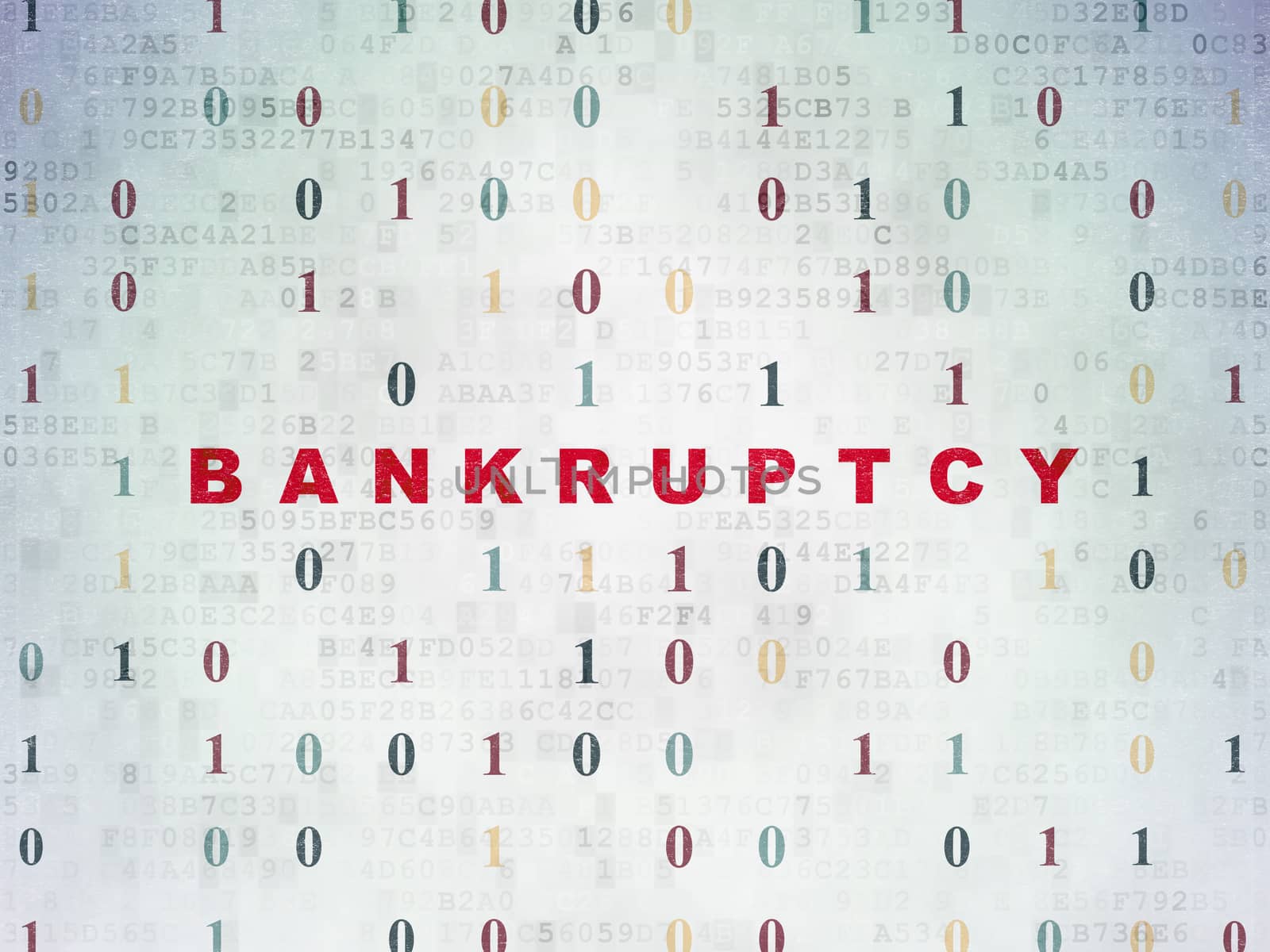 Business concept: Painted red text Bankruptcy on Digital Paper background with Binary Code