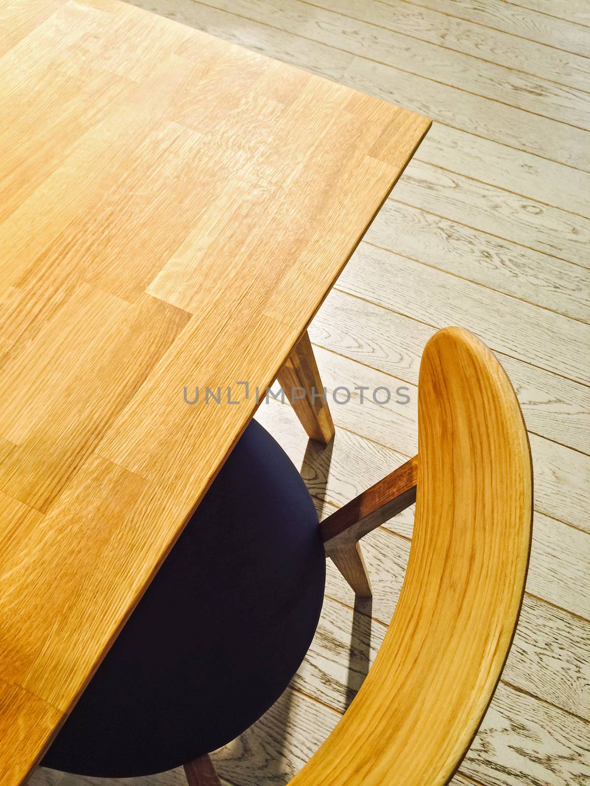 Wooden table and stylish chair by anikasalsera