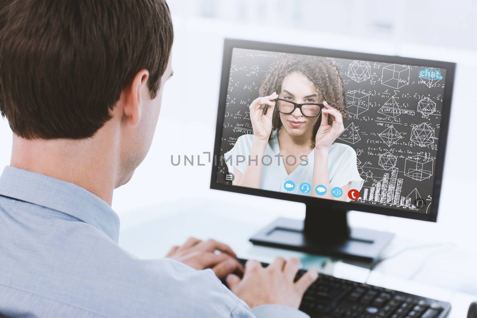 Composite image of woman wearing glasses on white background by Wavebreakmedia