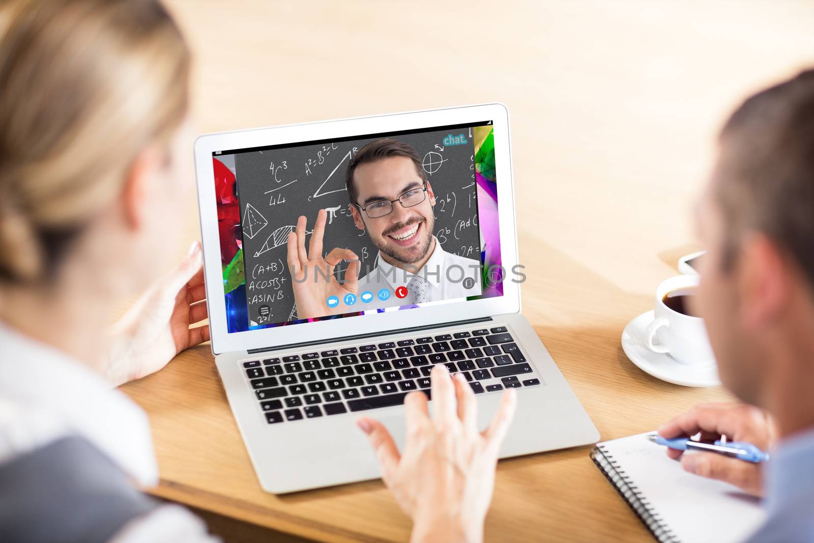 Composite image of happy businessman making okay gesture by Wavebreakmedia