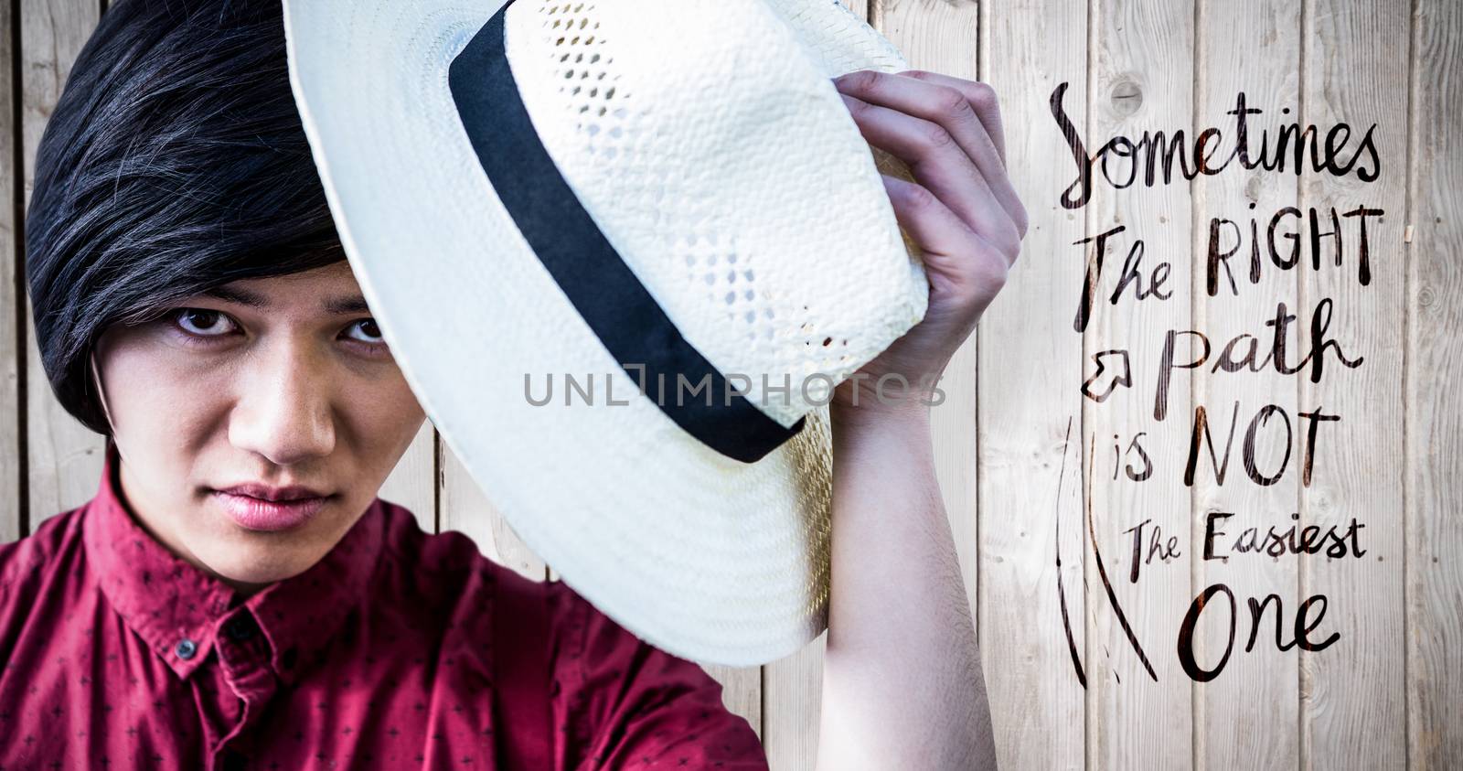 Composite image of hipster with a straw hat by Wavebreakmedia