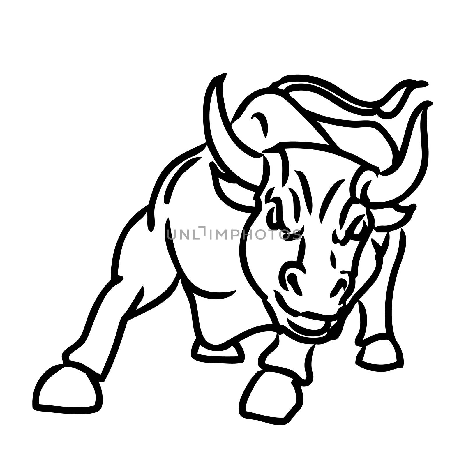 freehand sketch illustration of charging bull by simpleBE