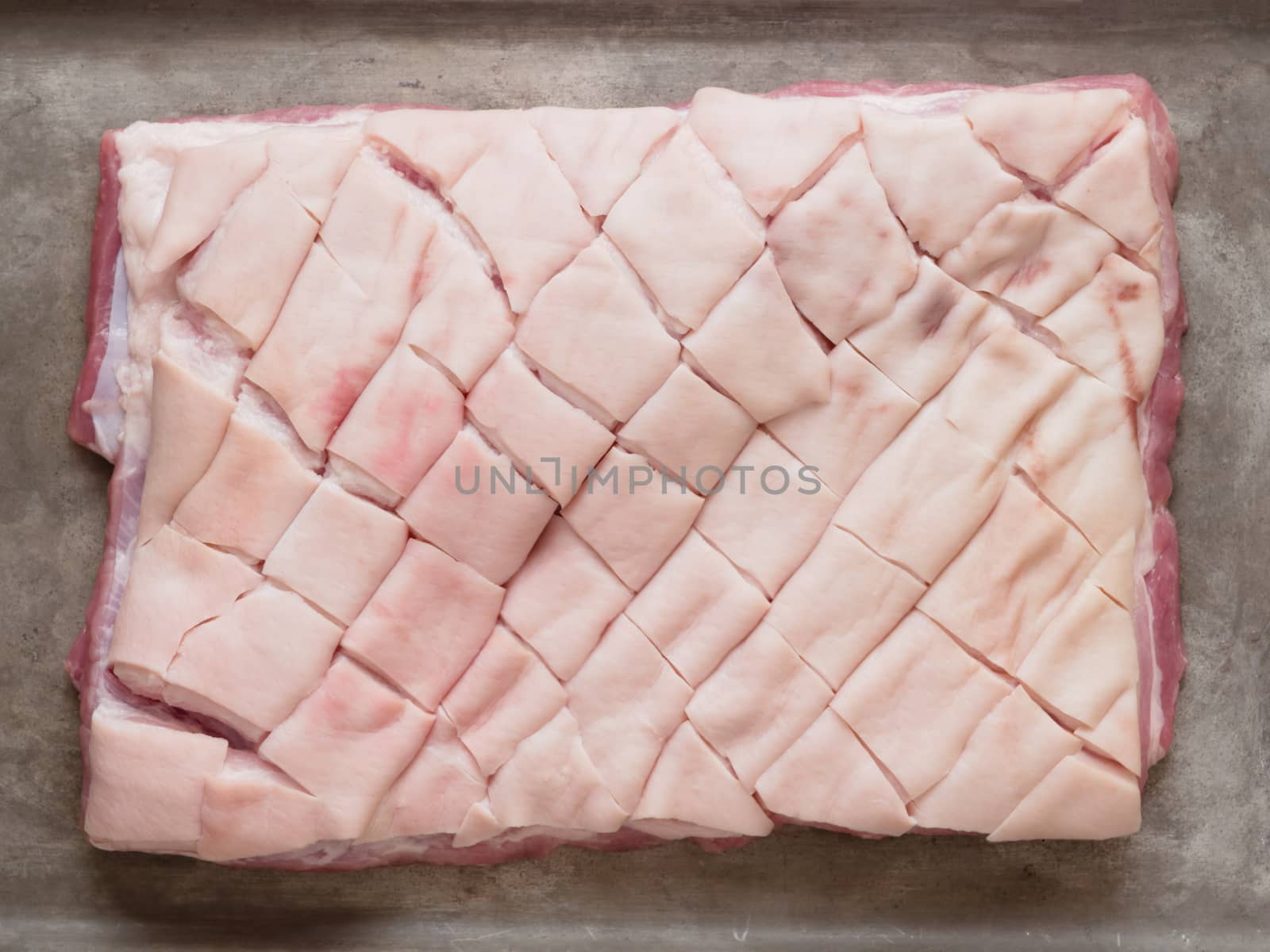 rustic raw uncooked pork belly by zkruger