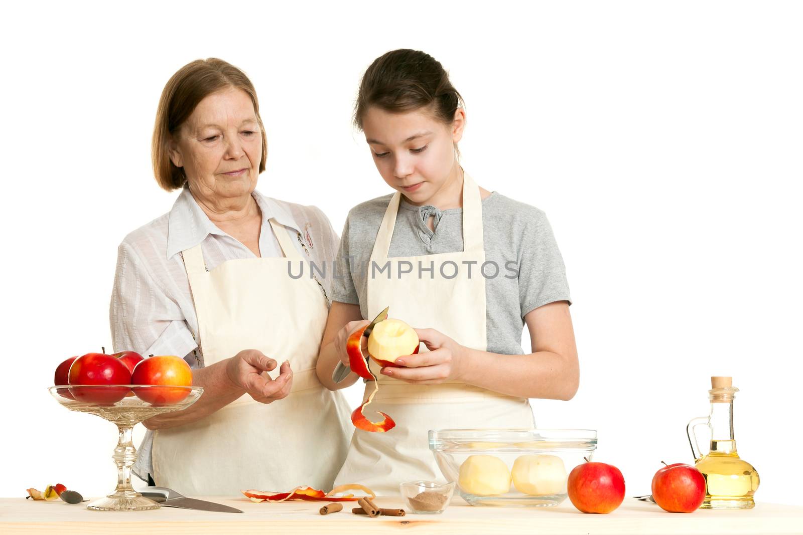 the grandmother teaches the granddaughter  by sveter