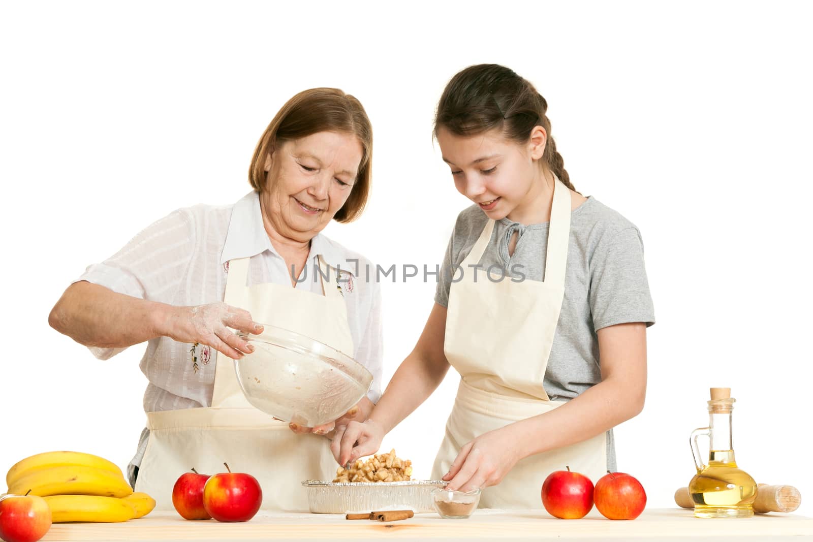 the grandmother and the granddaughter stack a stuffing  by sveter