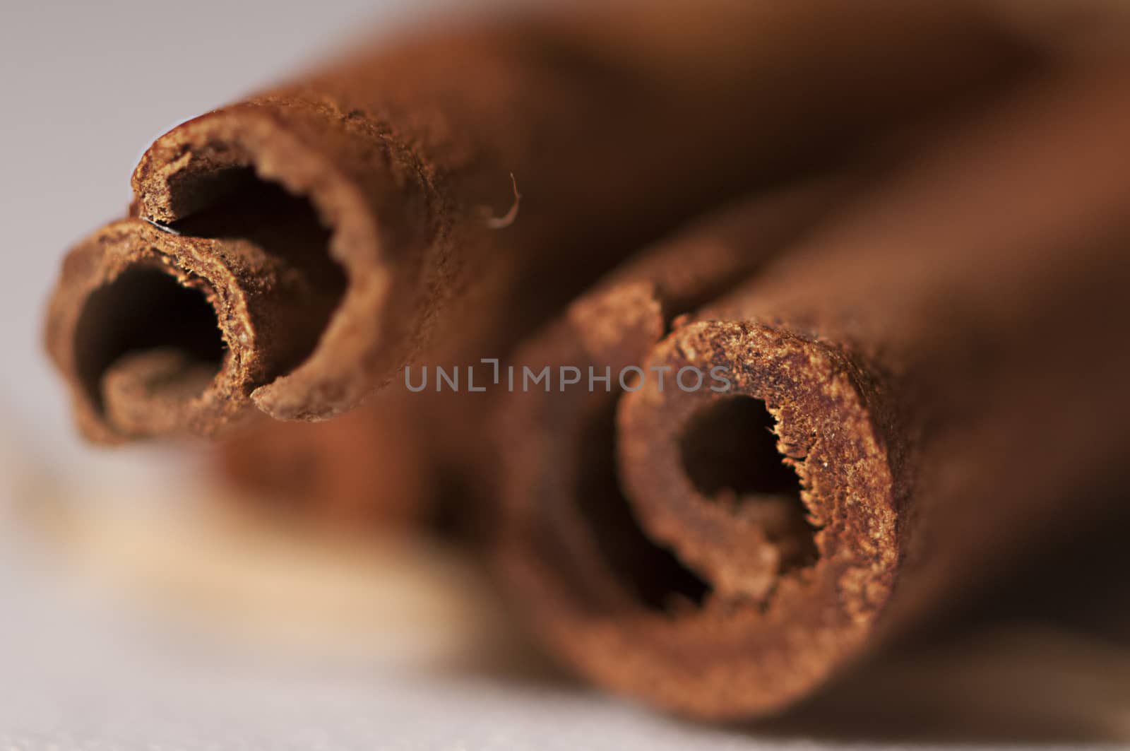 Close-up of cinnamon sticks.  Isolated on white background.