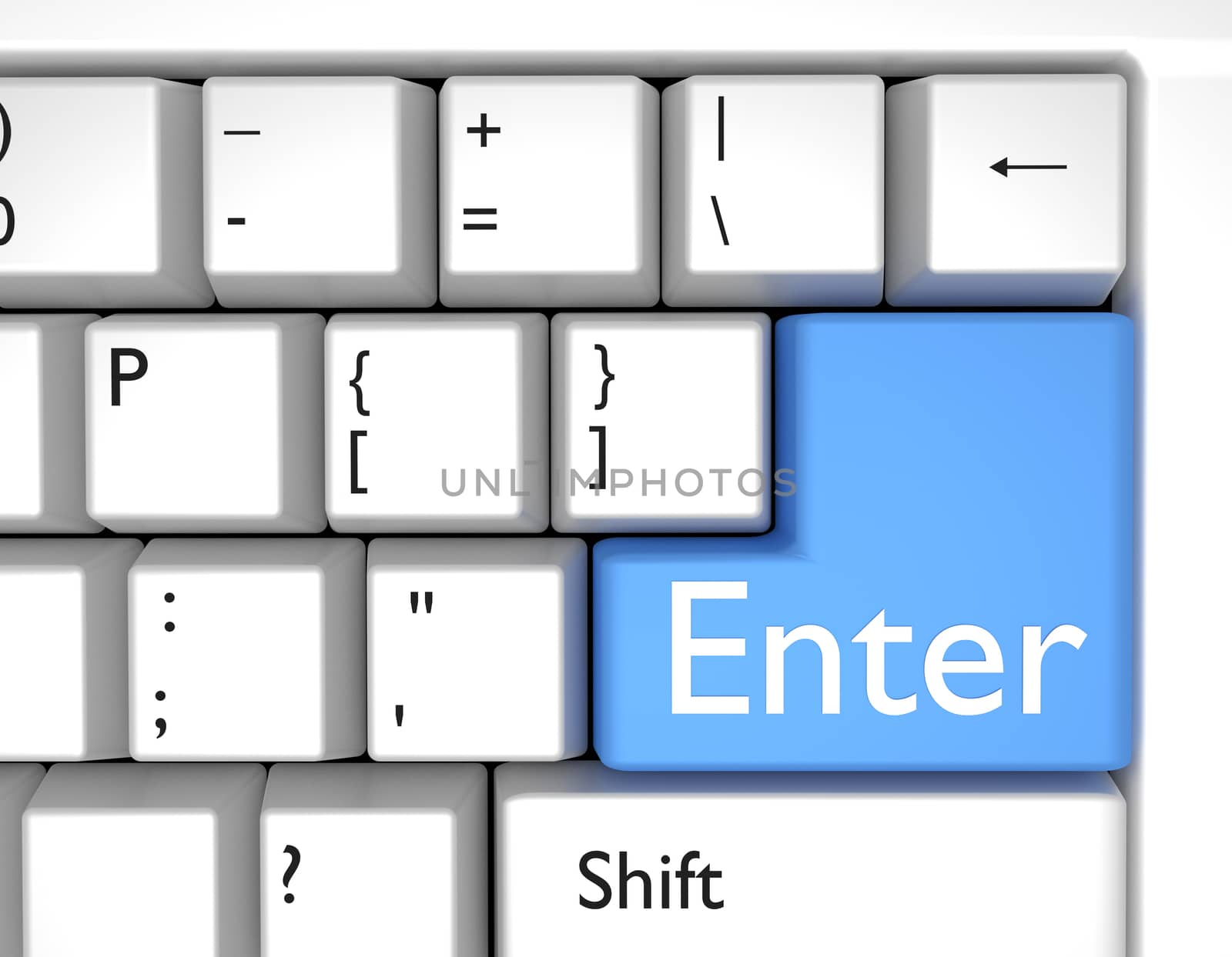 Blue key Enter on the computer keyboard