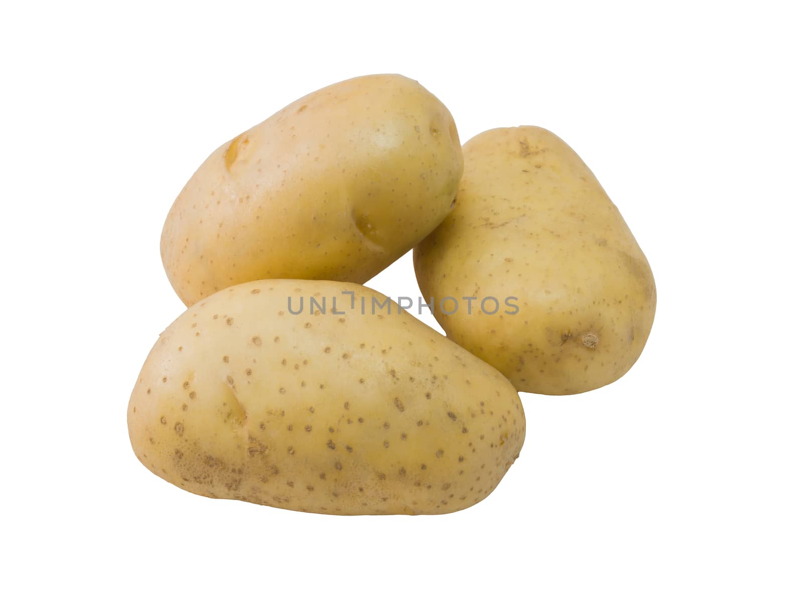 Fresh potatoes isolated on white background close up