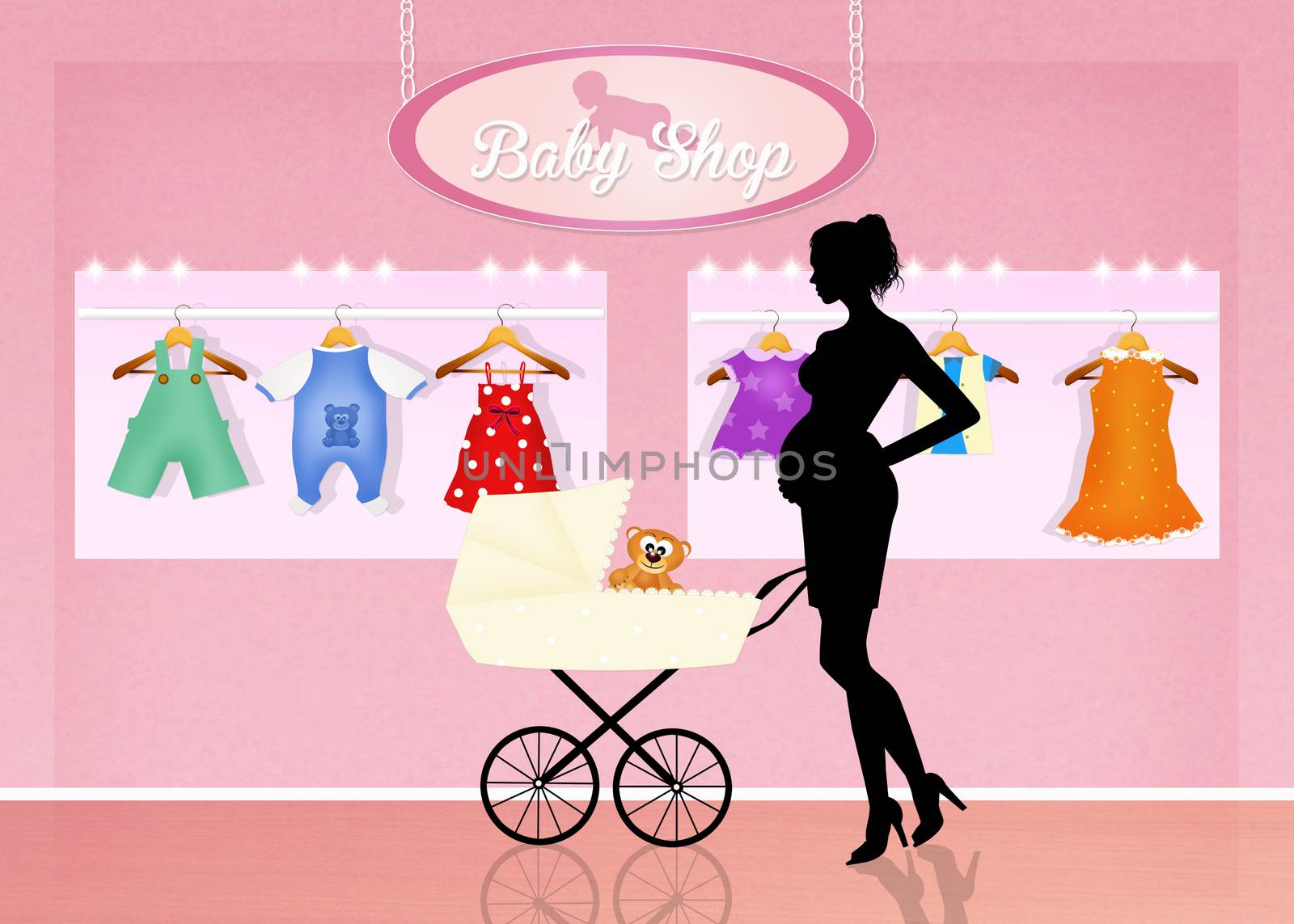 illustration of shop for baby clothes