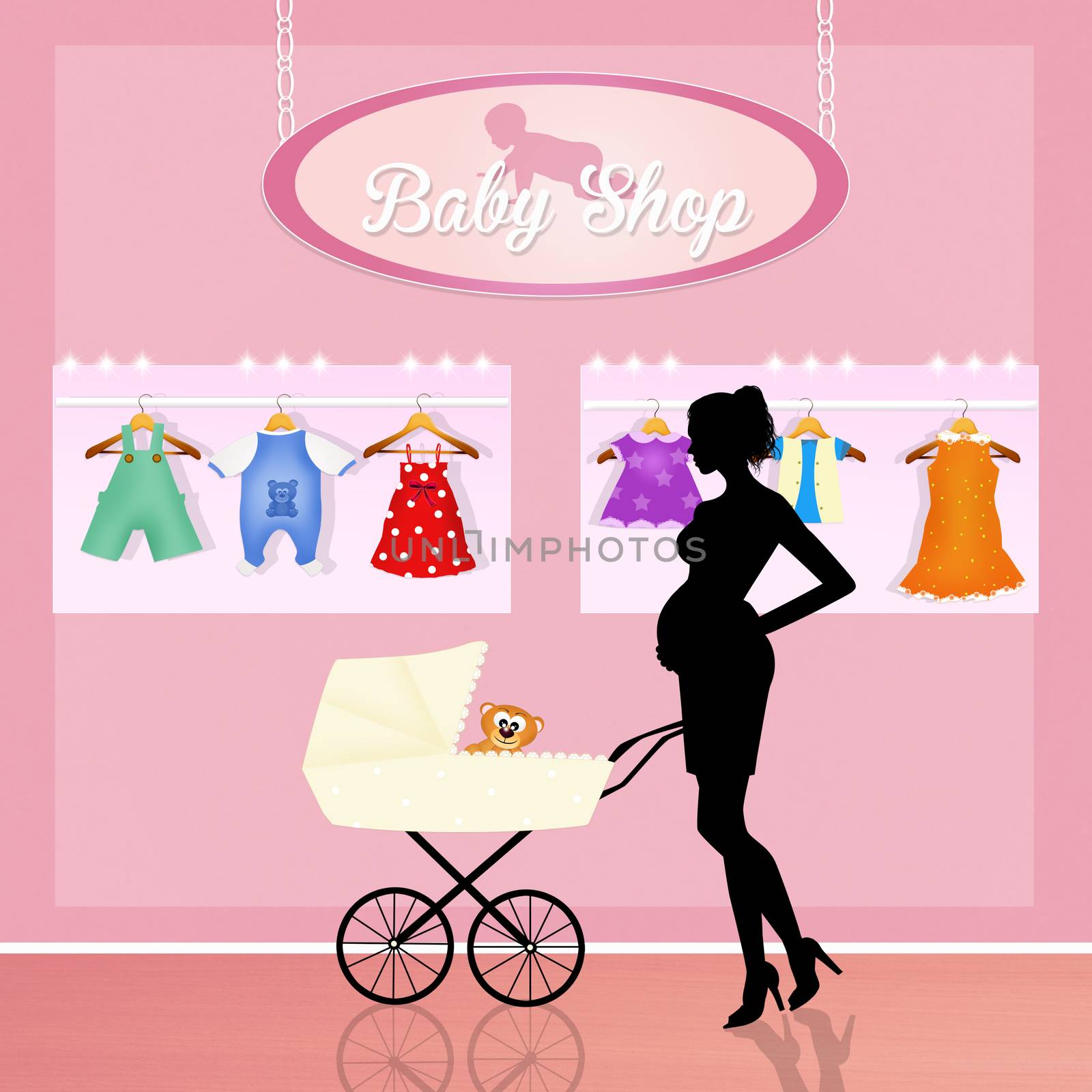 illustration of shop for baby clothes