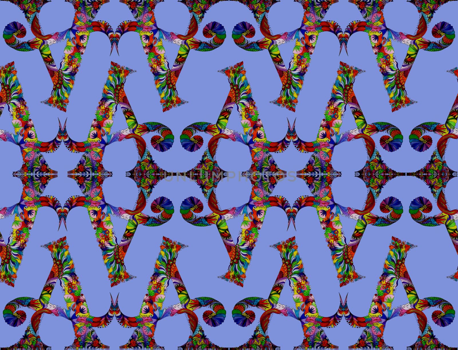 Seamless abstract symmetrical pattern. Created on the basis of drawing the letter A