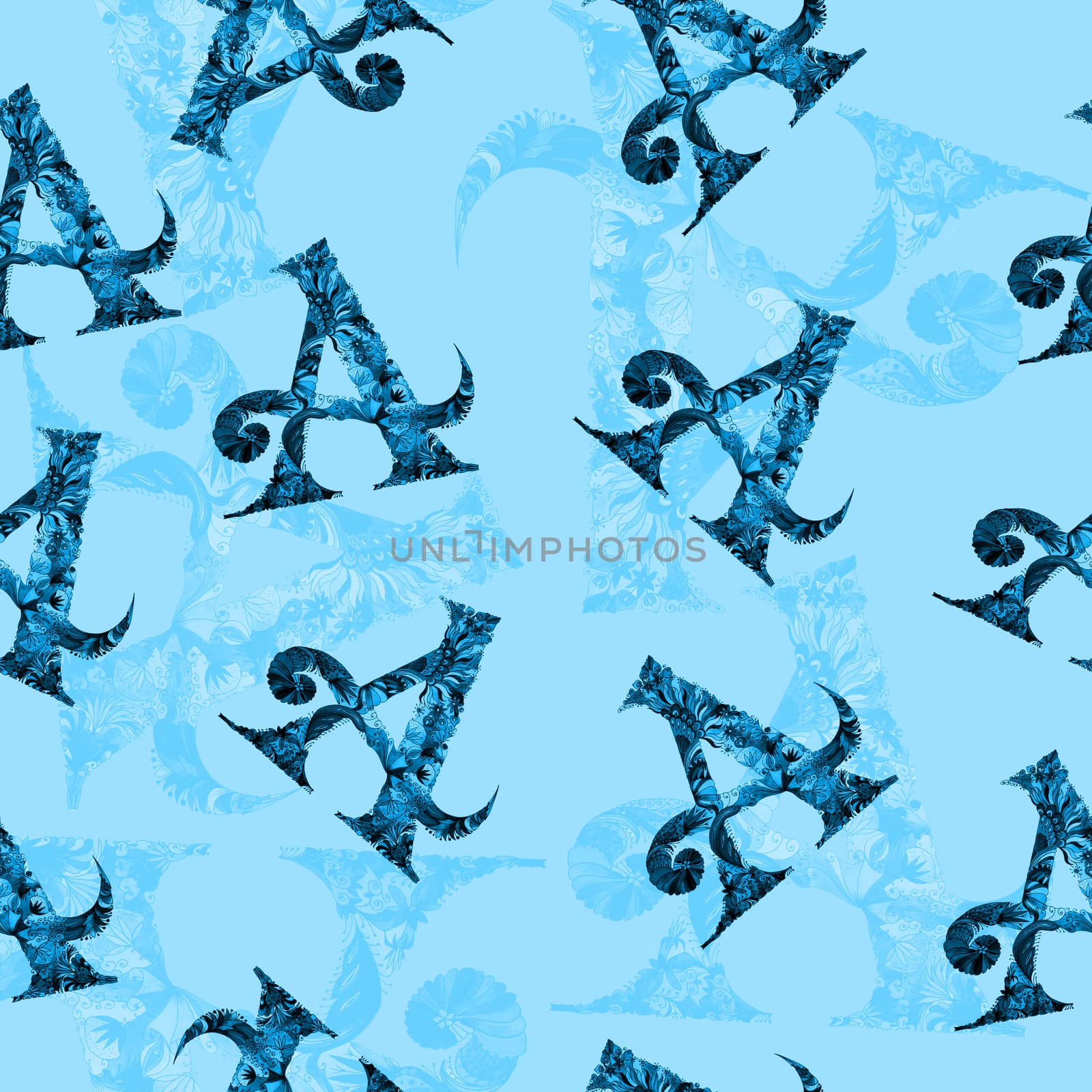 Seamless abstract symmetrical pattern. Created on the basis of drawing the letter A