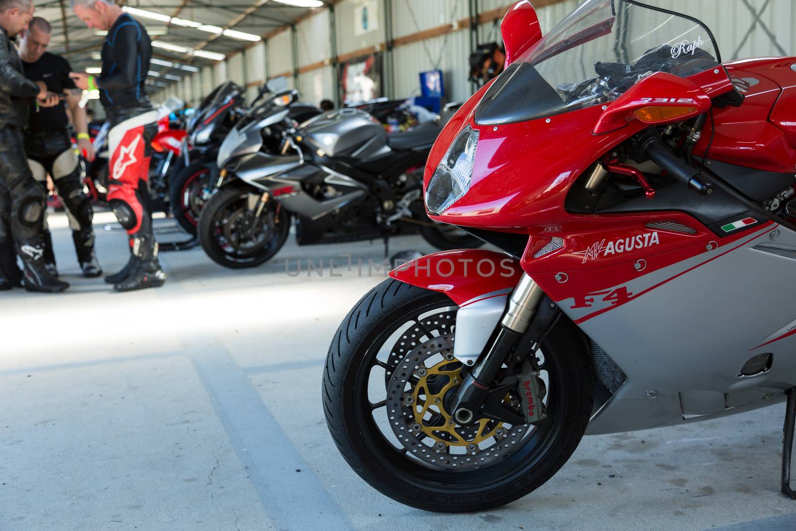 BROADFORD, VICTORIA/AUSTRALIA - MARCH 13: A mix of road and race bikes tussle against each other at The Broadford Motorcycle Complex.