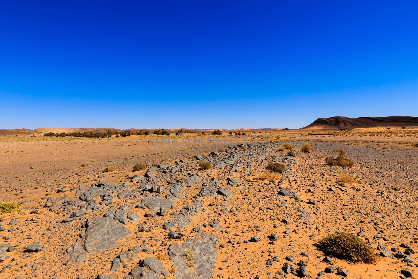 stones in the Sahara desert, Morocco landscape