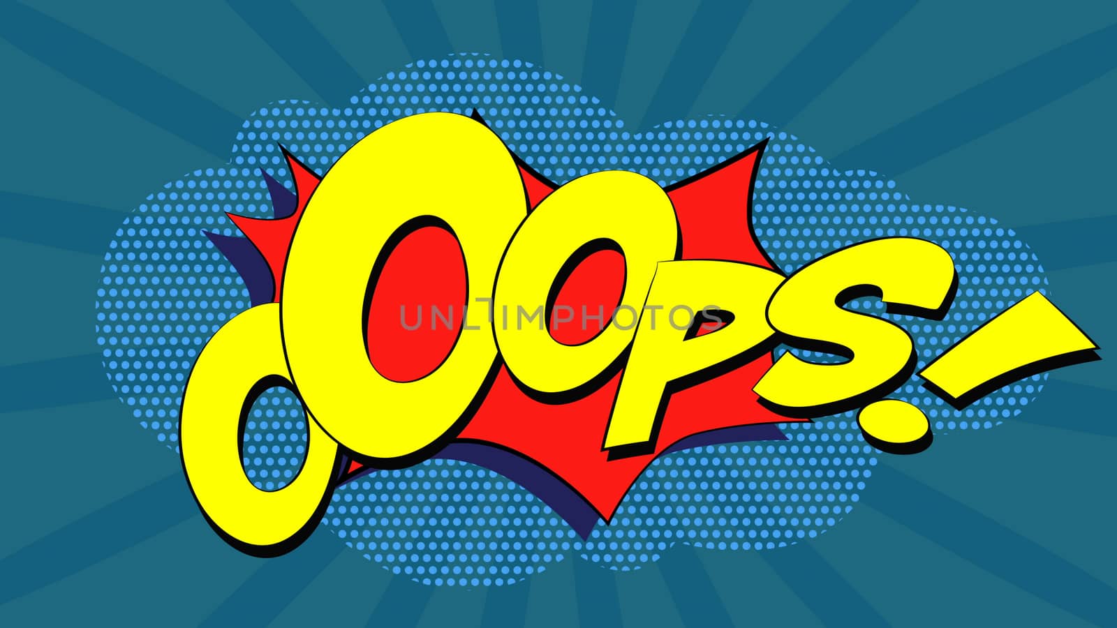 Ooops! Comic Book Bubble Text on a dots cloud background in Pop-Art Retro Style