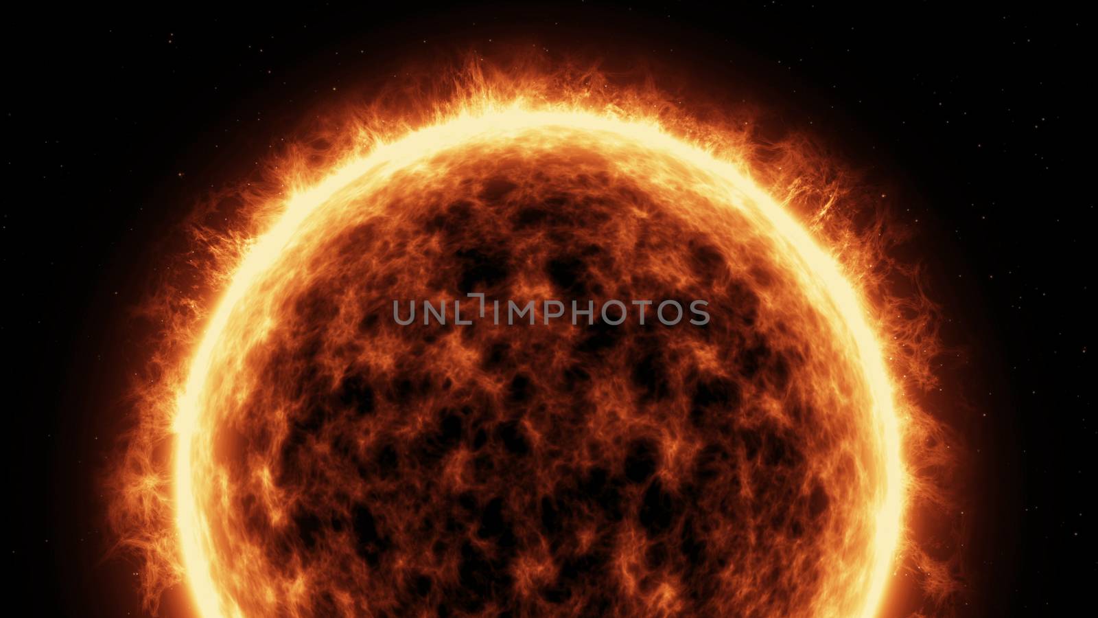 3D render of Sun Surface And Solar Flares