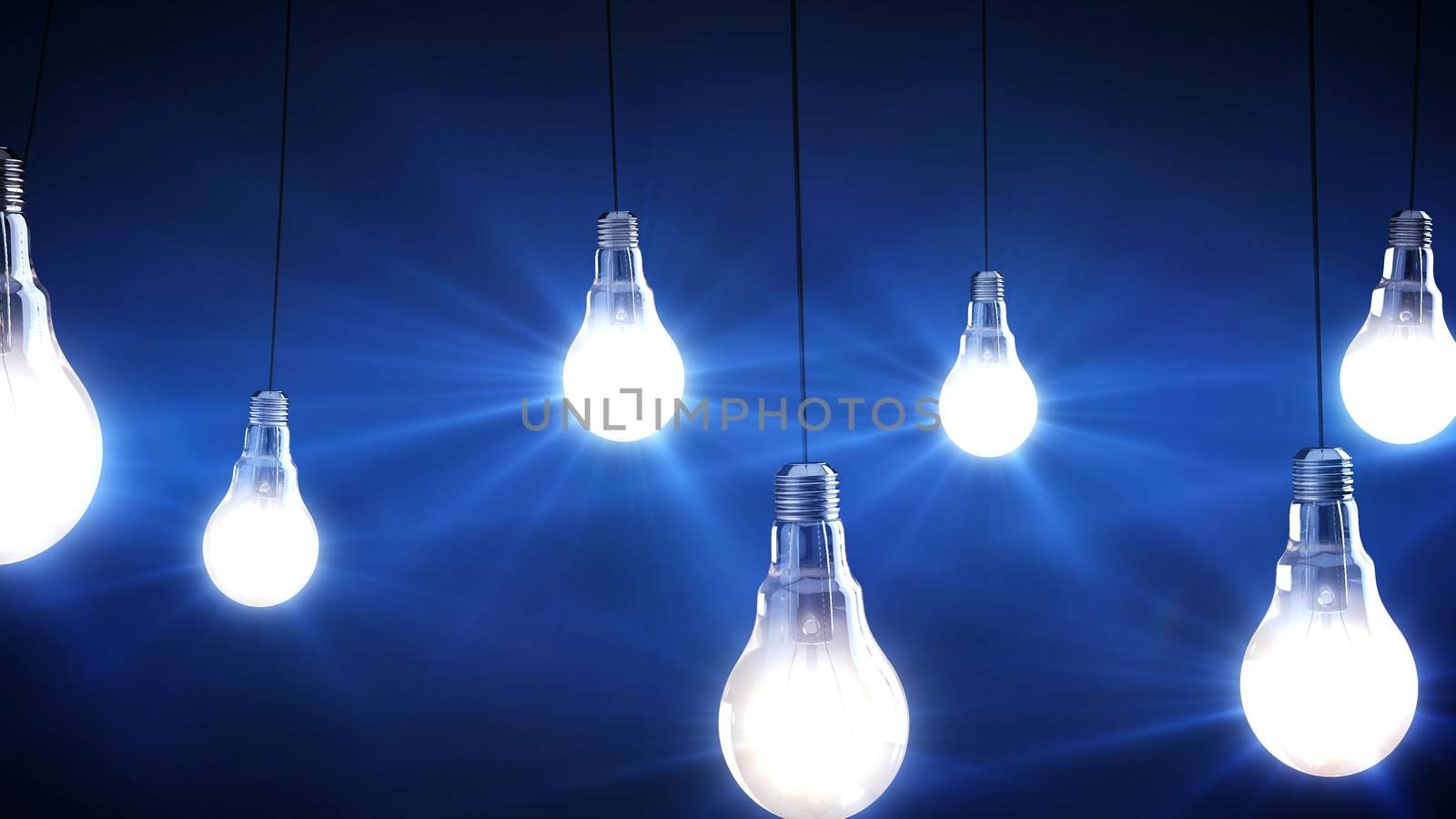 3D render of Light Bulbs on a black background