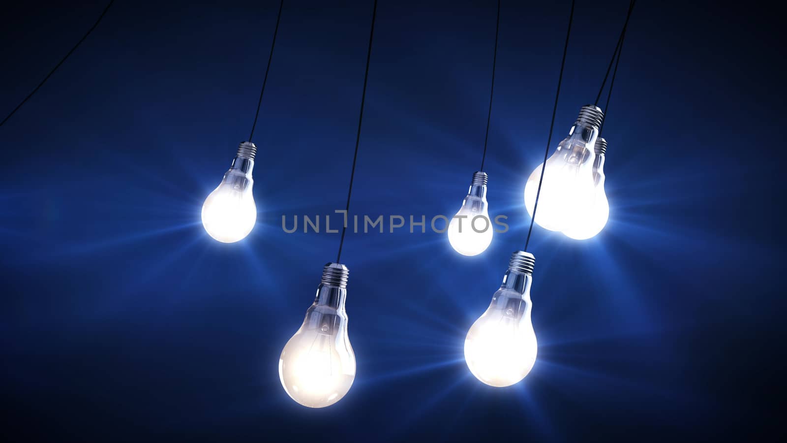 idea concept with light bulbs on a black background