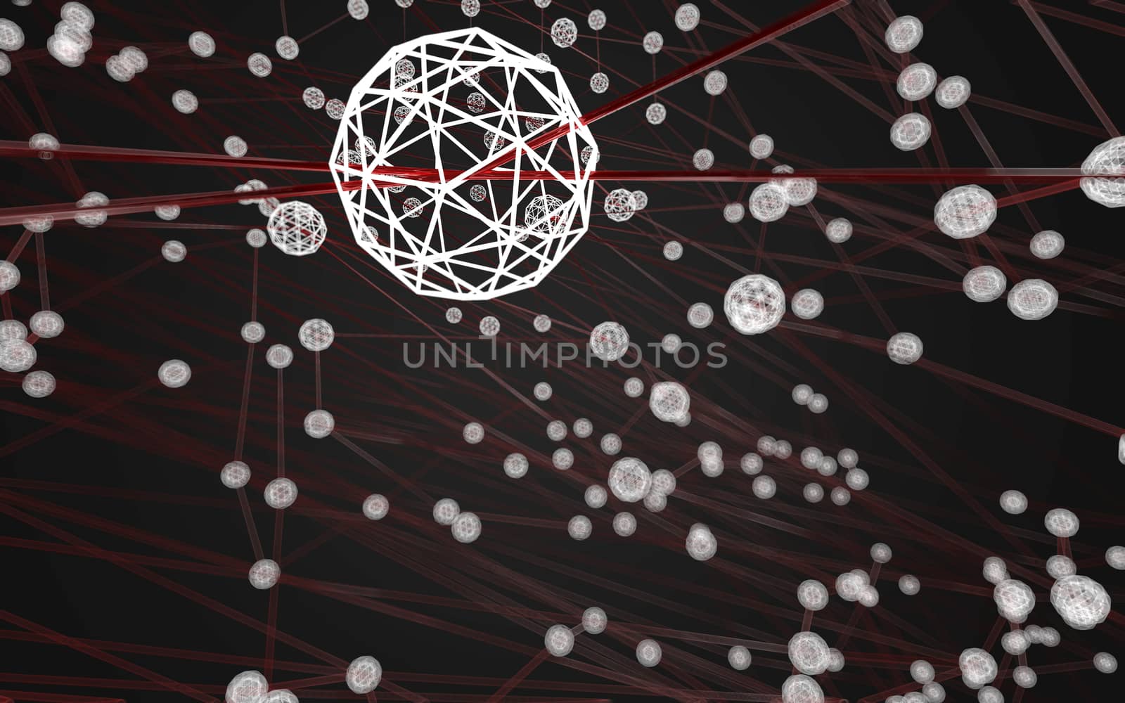 Abstract polygonal space low poly dark background with connecting dots and lines. Connection structure.