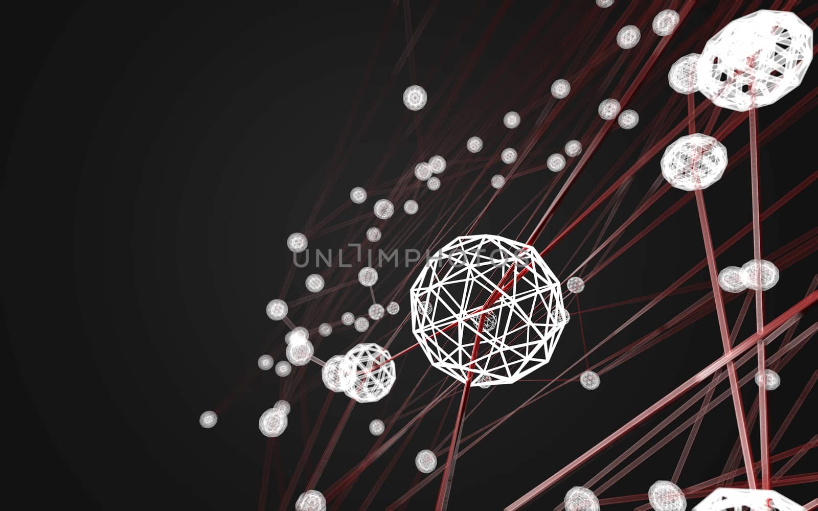 Abstract polygonal space low poly dark background with connecting dots and lines. Connection structure.