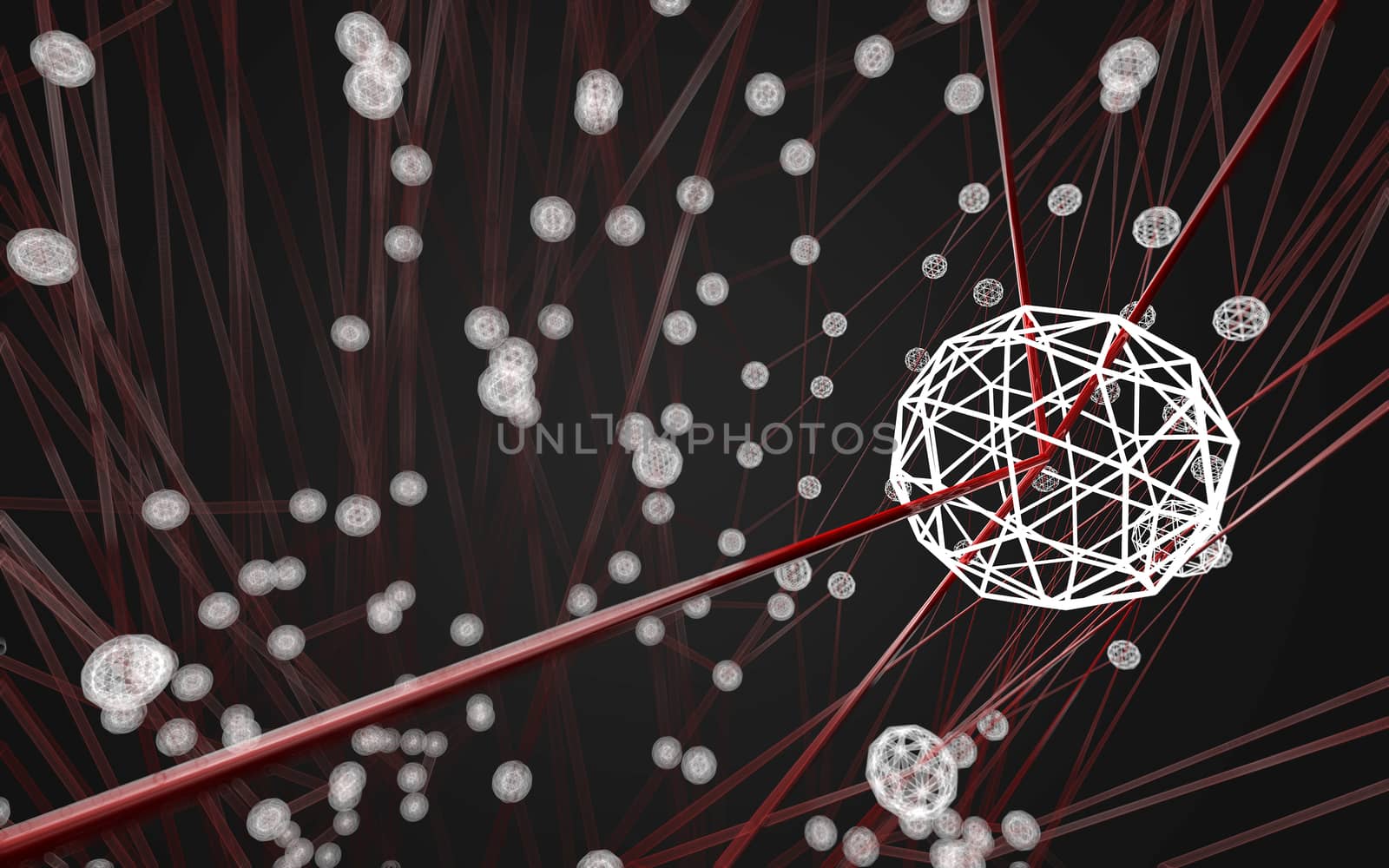 Abstract polygonal space low poly dark background with connecting dots and lines. Connection structure.