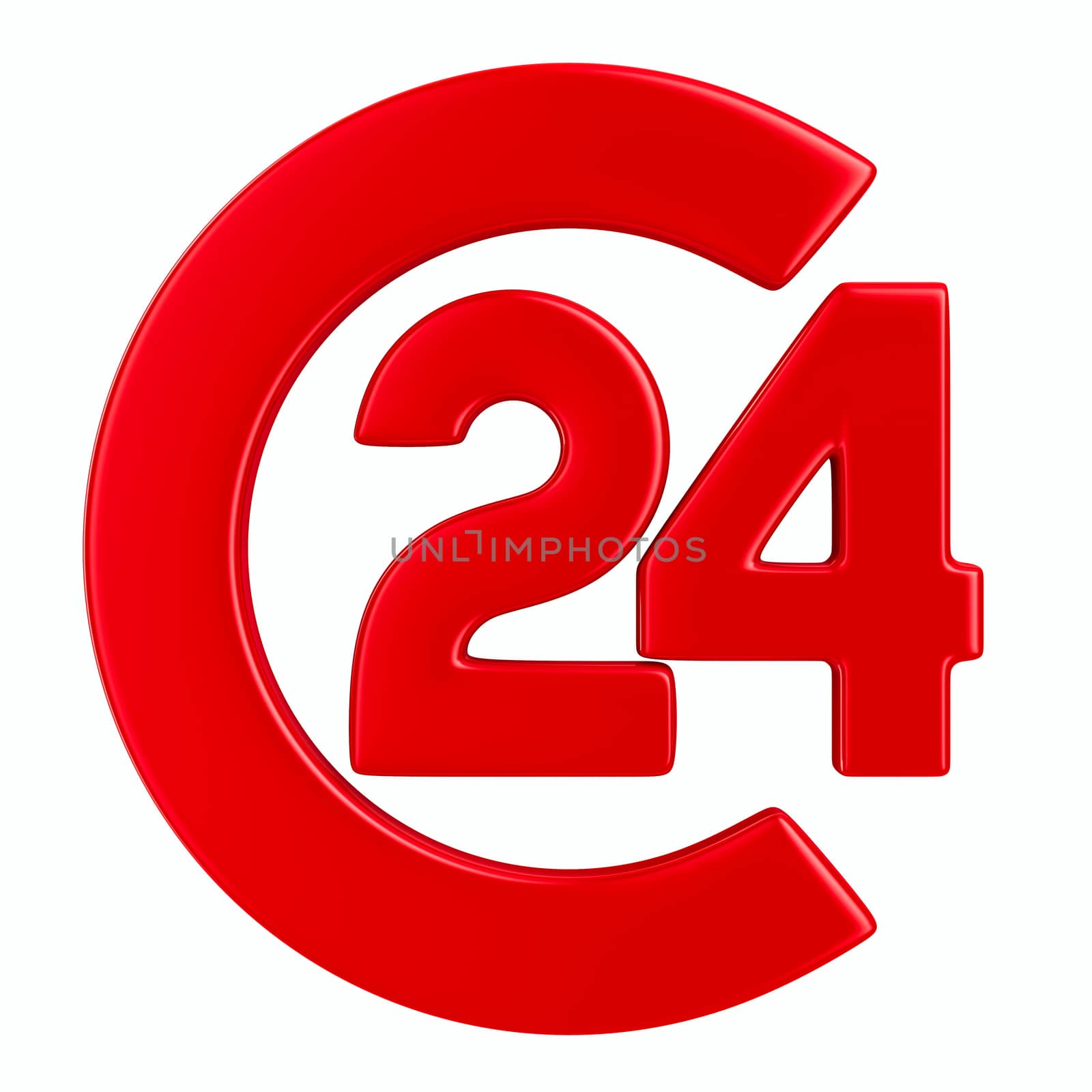 Symbol 24 hours on white background. Isolated 3D image by ISerg