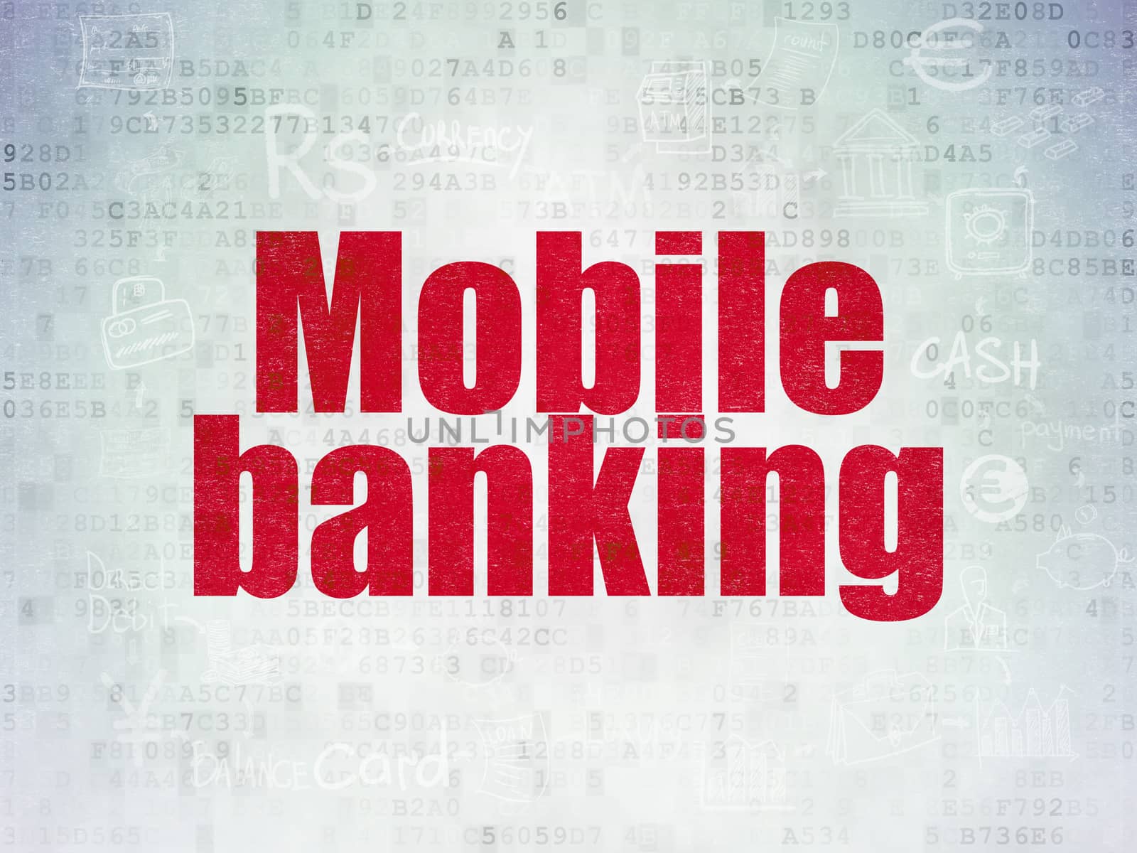 Money concept: Mobile Banking on Digital Paper background by maxkabakov