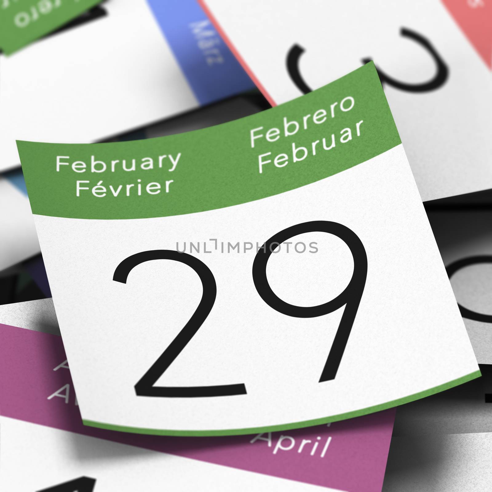 Calendar where it's written february 29th with a blue thumbtack, leap year day image