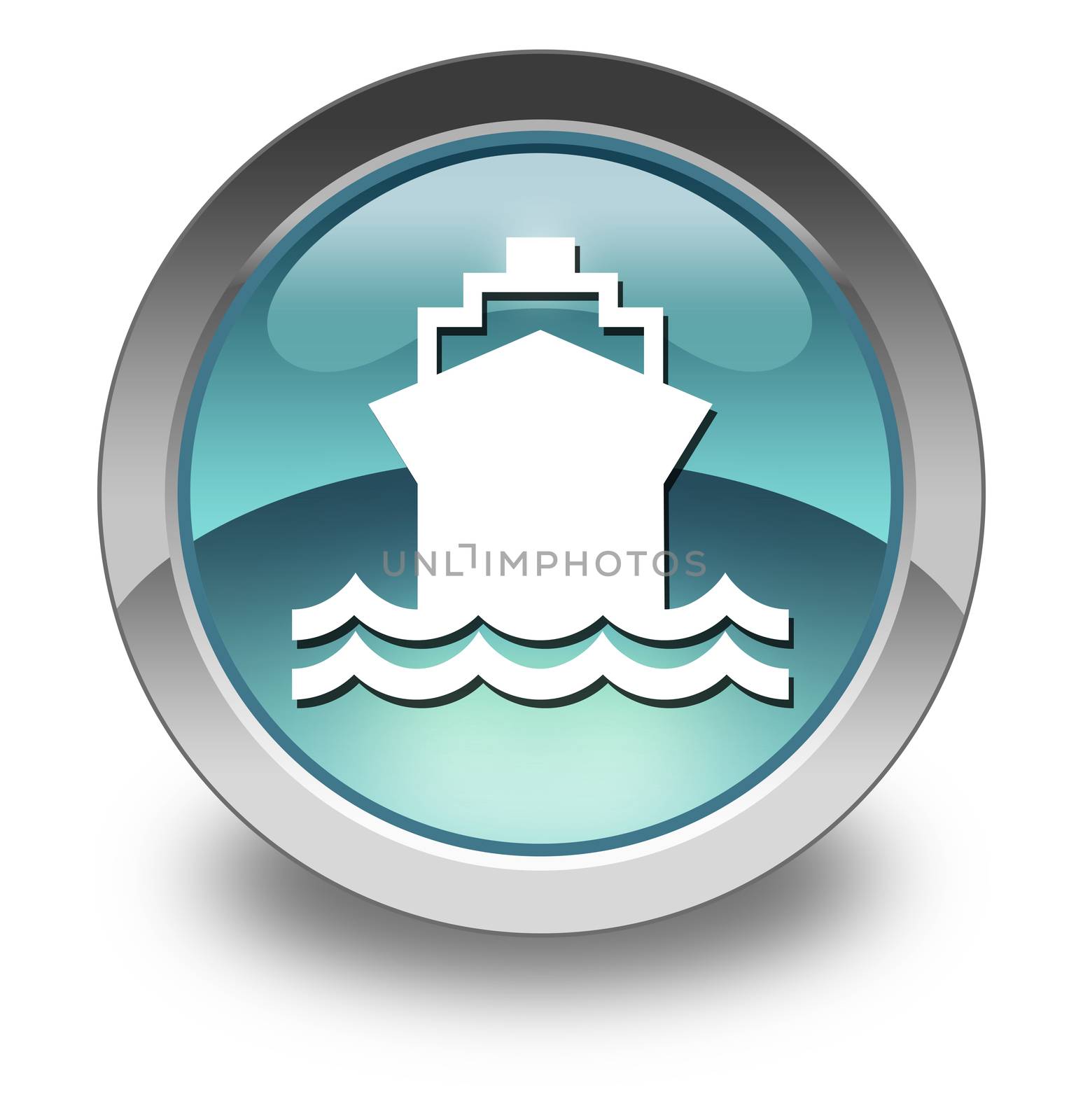 Icon, Button, Pictogram with Ship, Water Transportation symbol