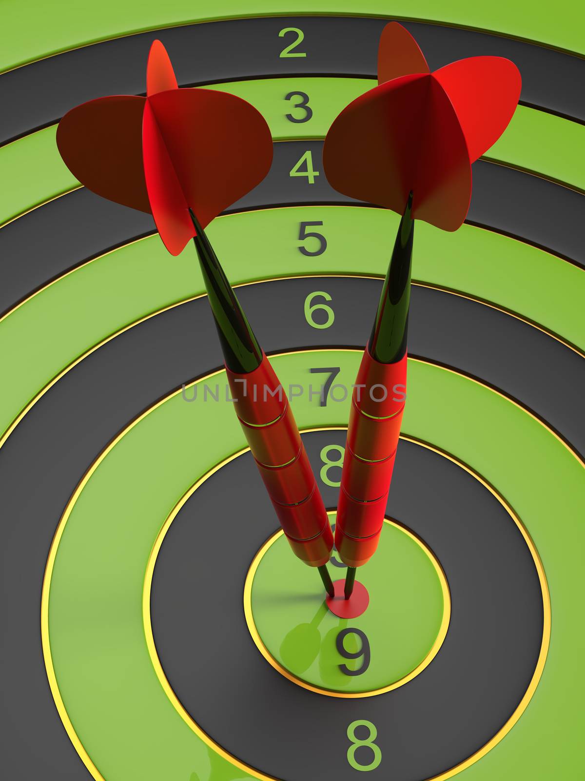 The two red darts hitting the bullseye by skrotov