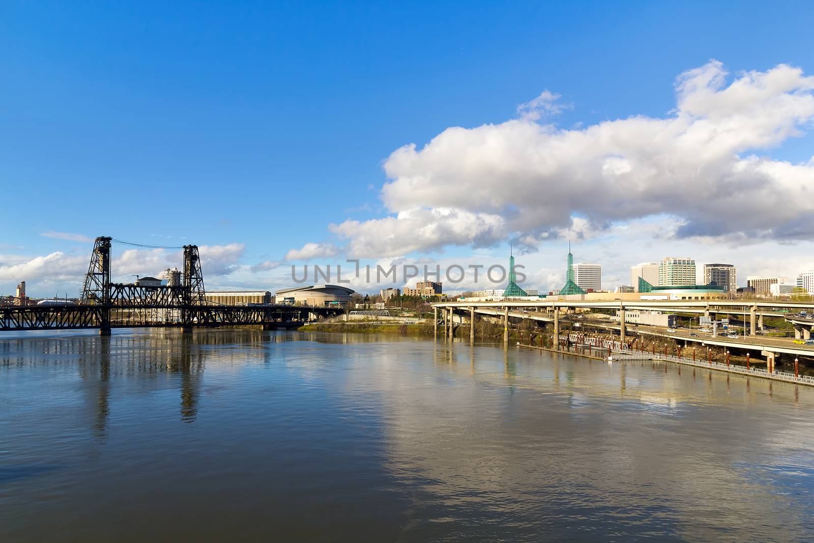 Northeast Portland Skyline and Steel Bridge by jpldesigns