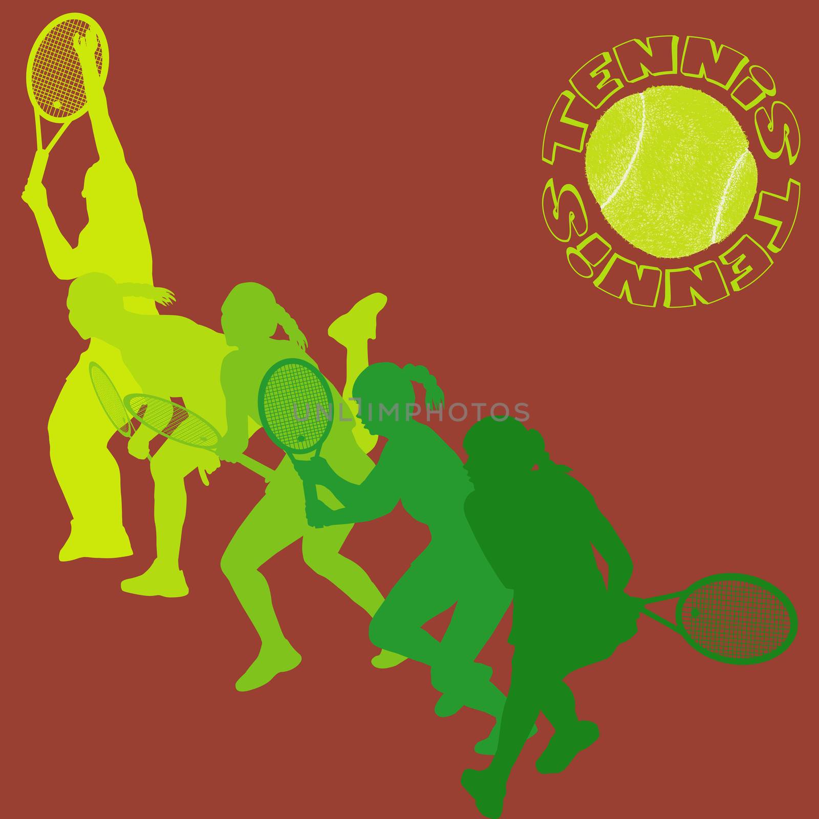 Woman tennis player silhouettes