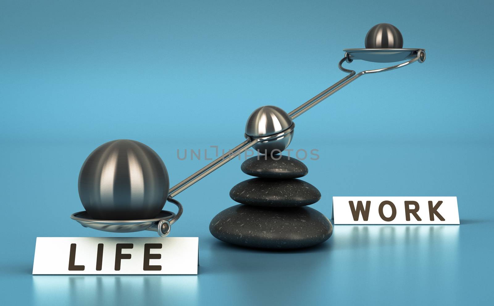 Work and Life Balance Over Blue by Olivier-Le-Moal