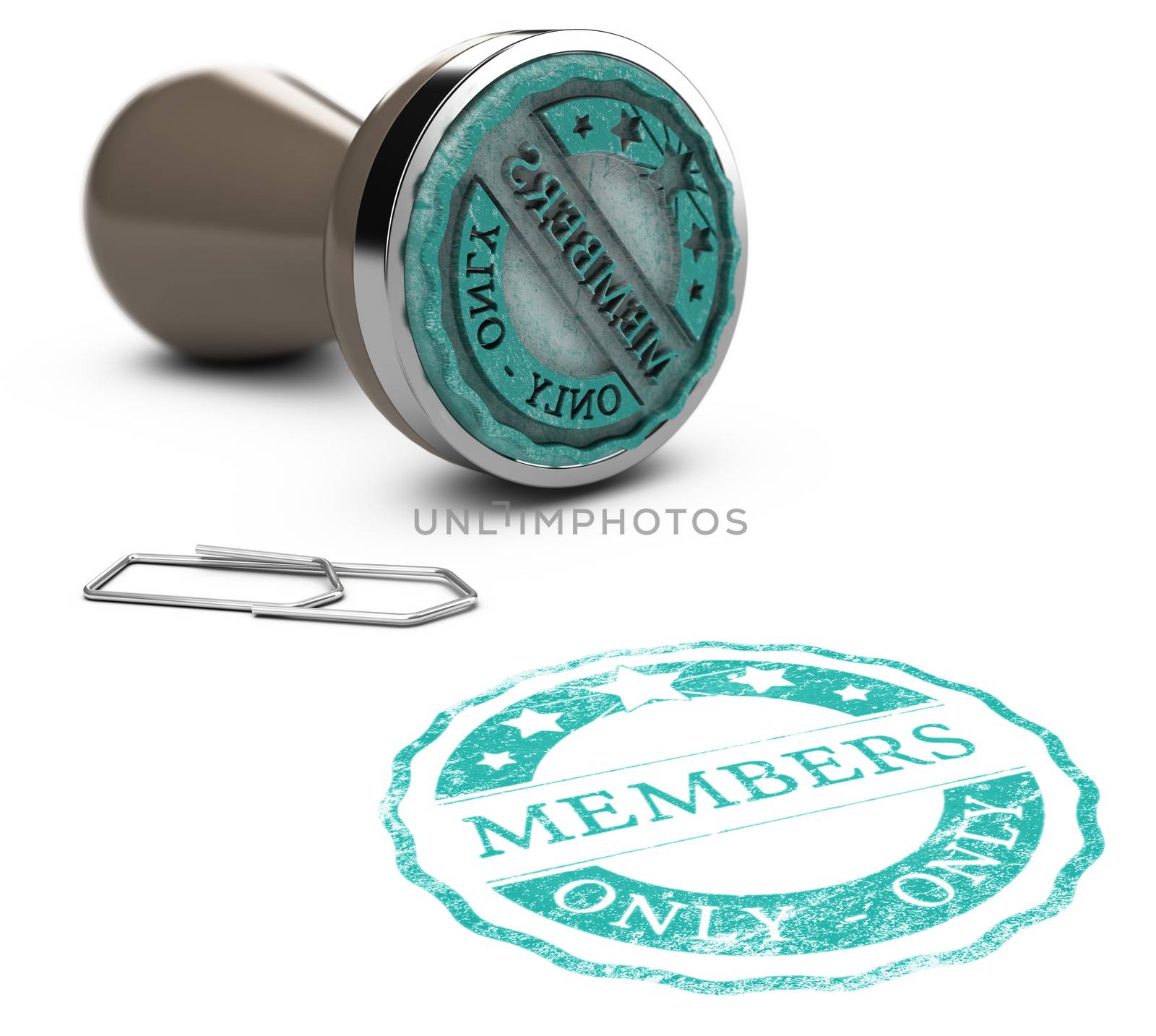 Rubber stamp image with the text members only printed on a white background. Communication concept for Illustration of membership