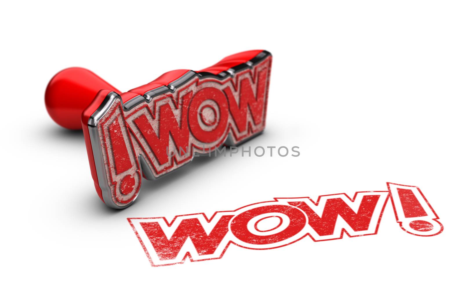 WOW rubber stamp over white background, exclamation concept for illustration of surprise or incredible news