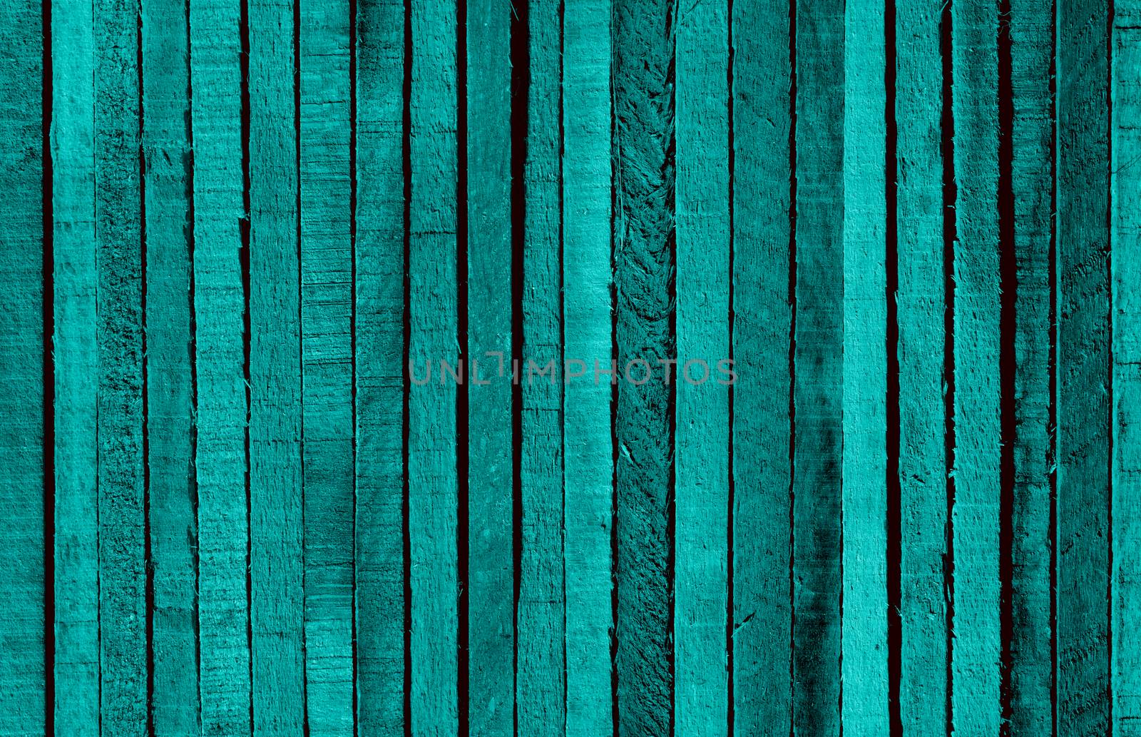 Turquoise Background of Cracked Wooden Plank closeup