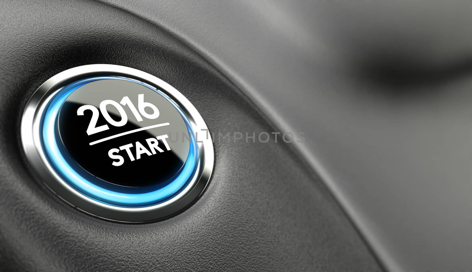 2016 push button. Concept of new year, two thousand sixteen.