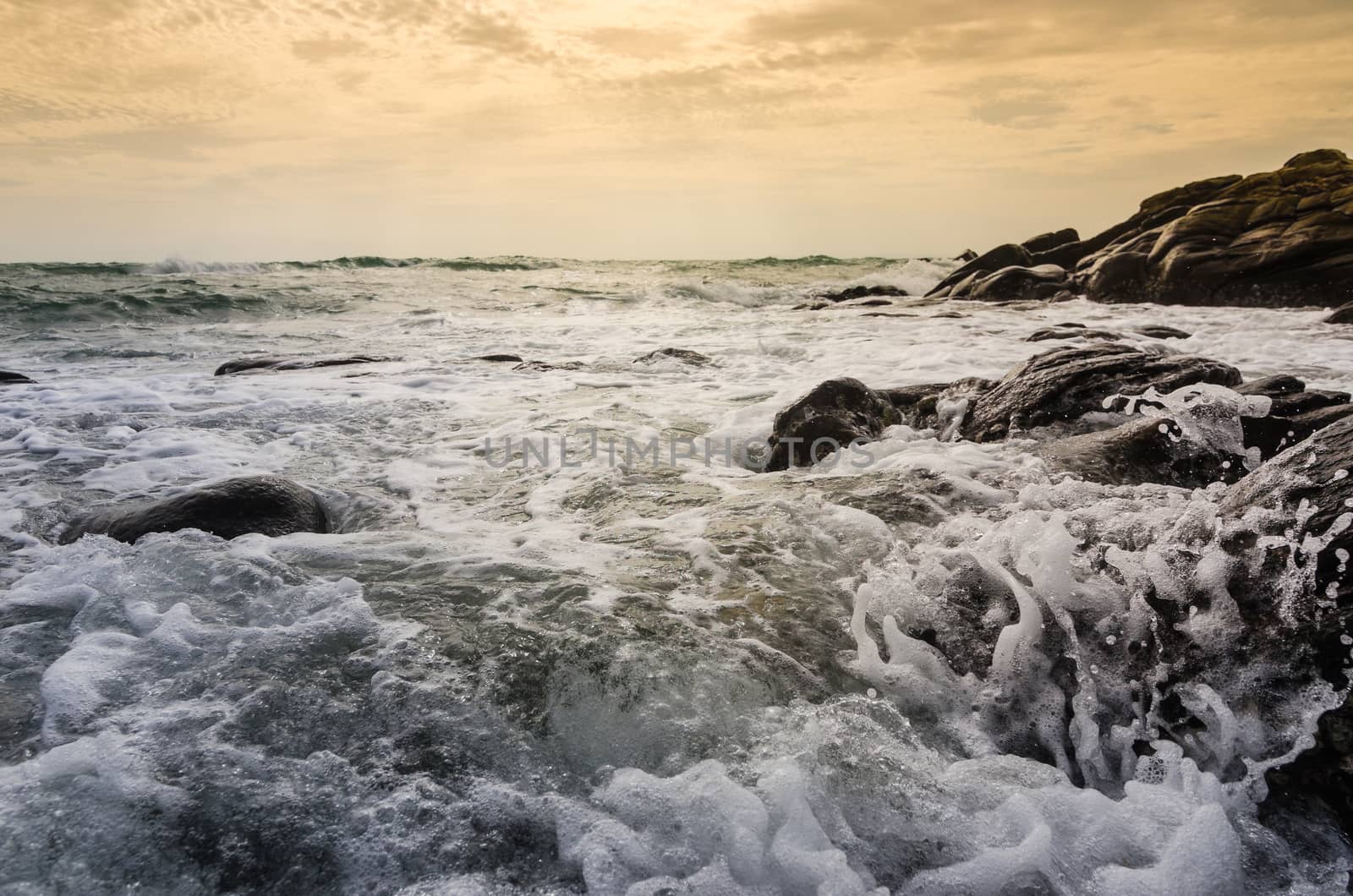 Beach rock and blue sea in Thailand