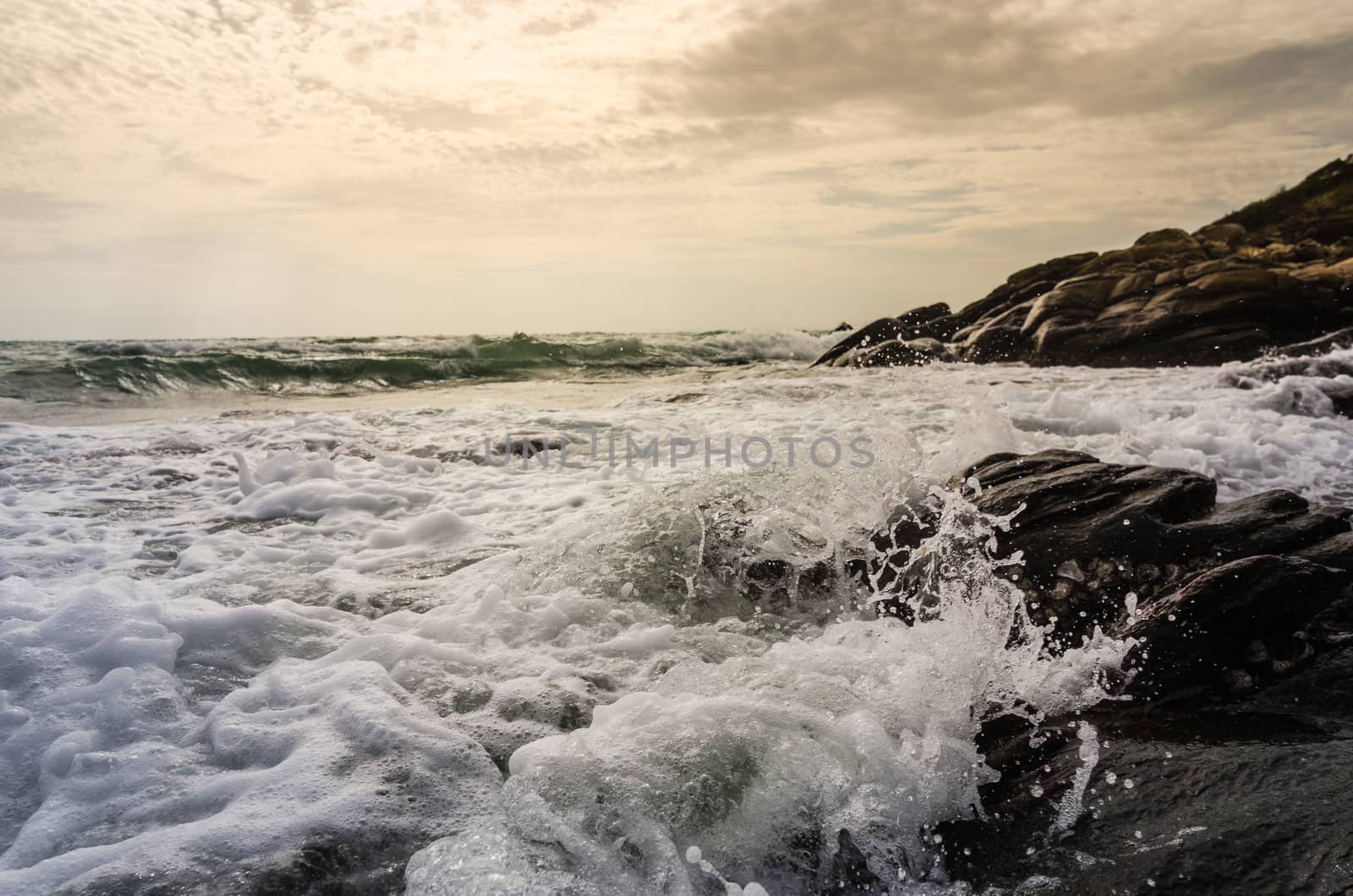 Beach rock and blue sea in Thailand