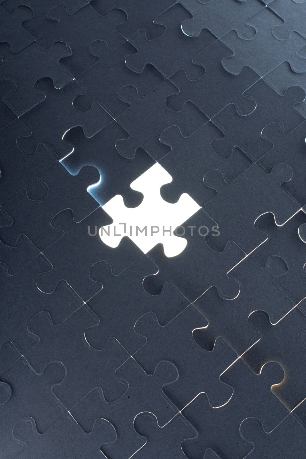 Missing jigsaw puzzle piece for completing the final puzzle piece, white space