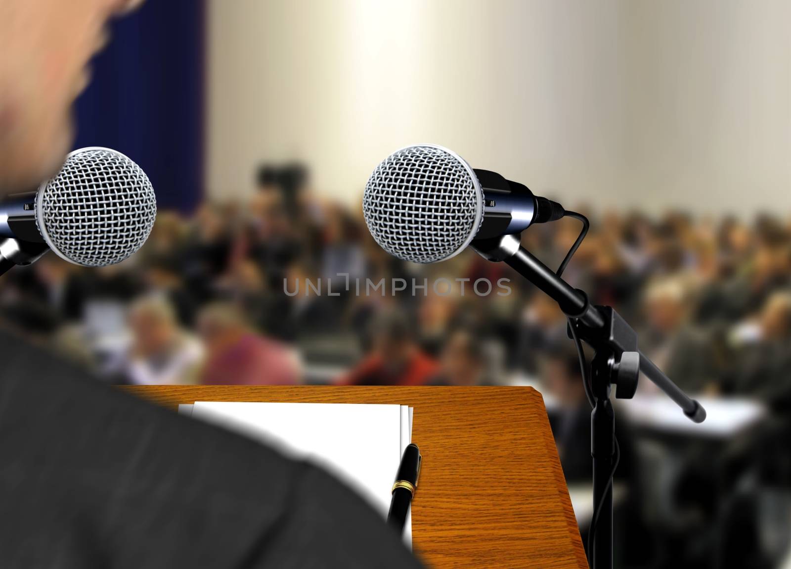 Speaker giving a speech during presentation