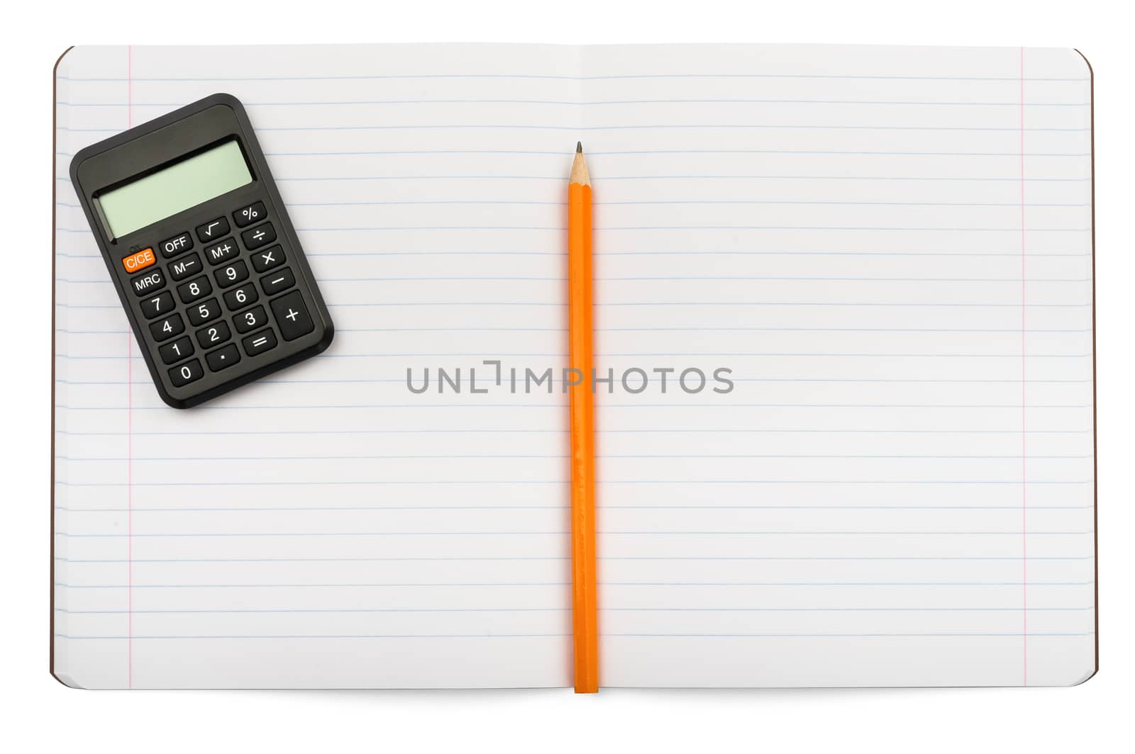 Open notebook with calculator by cherezoff