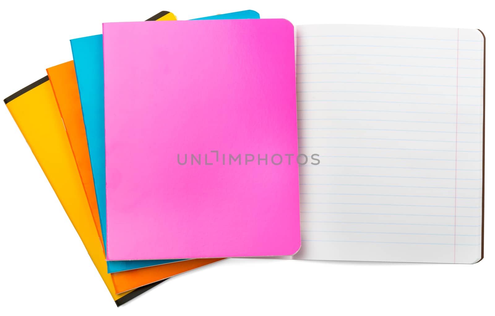 Set of notebooks on isolated white background, closeup