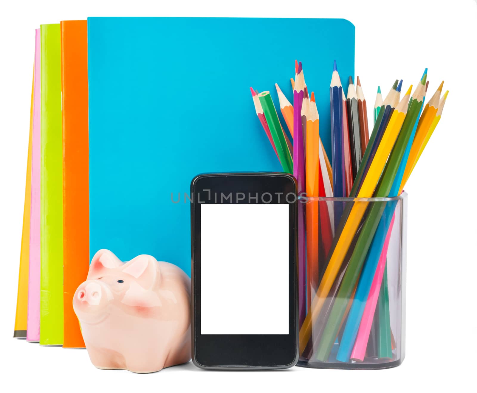 Smartphone with stationery by cherezoff