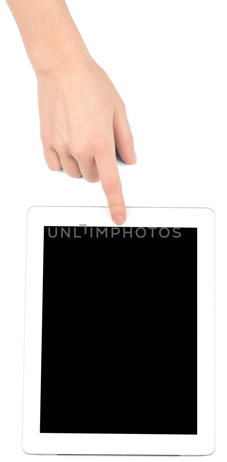 Female hand using tablet by cherezoff