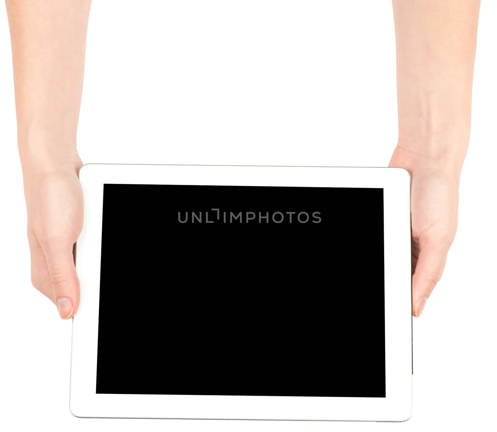 Female hands holding tablet by cherezoff